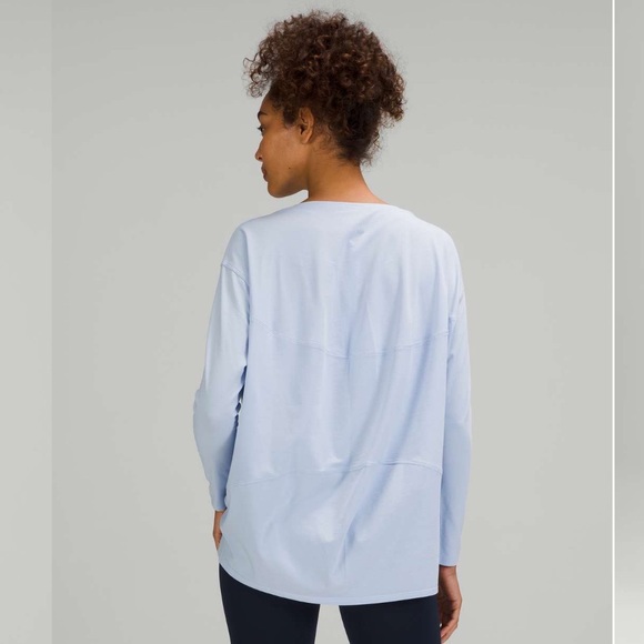 lululemon athletica Tops - Lululemon Back In Action Long Sleeve Blue Linen size 12 fit